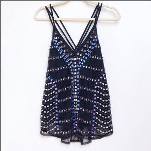 NBD | Beaded Sequin Tank Top Black Size Small